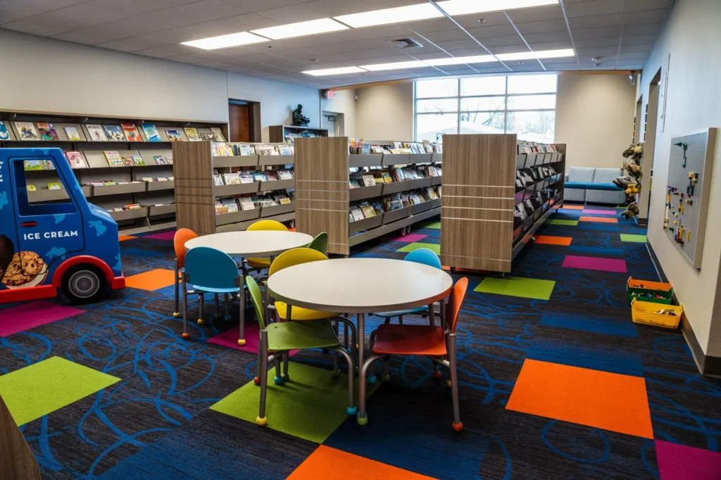 School library with Mohawk Group flooring
