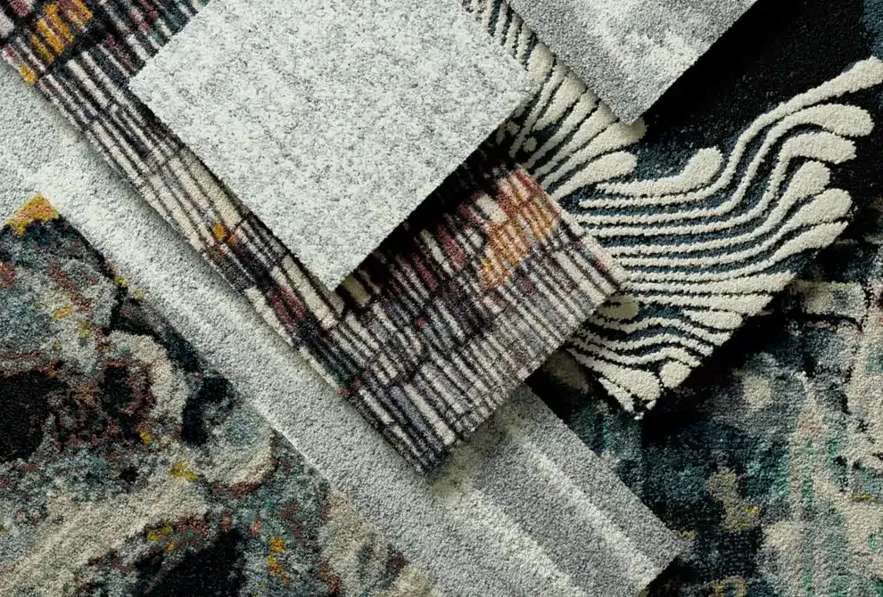 Close-up of Mohawk patterned carpet tiles